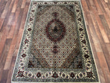 Indian Rug Hand Knotted Oriental Rug Fine Silk Touch Tabriz 6'0x4'0