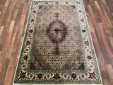 Indian Rug Hand Knotted Oriental Rug Fine Silk Touch Tabriz 6'0x4'0