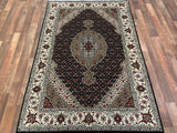 Indian Rug Hand Knotted Oriental Rug Fine Silk Touch Tabriz 6'0x4'0
