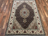 Indian Rug Hand Knotted Oriental Rug Fine Silk Touch Tabriz 6'0x4'0