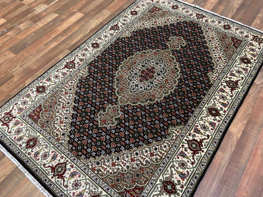 Indian Rug Hand Knotted Oriental Rug Fine Silk Touch Tabriz 6'0x4'0