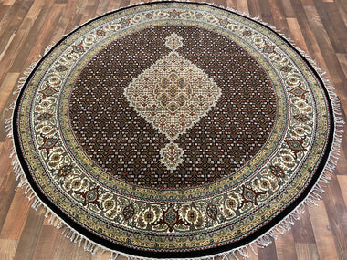 Indian Rug Hand Knotted Oriental Rug Fine Silk Touch Tabriz 6'6x6'6