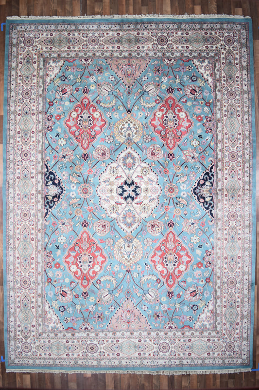 Indian Rug Hand Knotted Oriental Rug Fine Tabriz 10'0x14'0