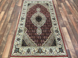 Indian Rug Hand Knotted Oriental Rug Fine Tabriz Silk Touch 5'5x3'1