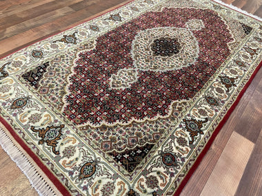 Indian Rug Hand Knotted Oriental Rug Fine Tabriz Silk Touch 5'5x3'1
