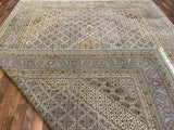 Indian Rug Hand Knotted Oriental Rug Fine Tabriz with Silk 13'8x10'0