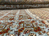 Indian Rug Hand Knotted Oriental Rug Fine Tabriz with Silk 13'8x10'0