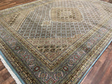 Indian Rug Hand Knotted Oriental Rug Fine Tabriz with Silk 13'8x10'0