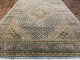 Indian Rug Hand Knotted Oriental Rug Fine Tabriz with Silk 13'8x10'0