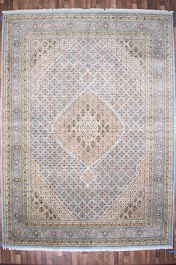 Indian Rug Hand Knotted Oriental Rug Fine Tabriz with Silk 13'8x10'0