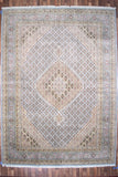 Indian Rug Hand Knotted Oriental Rug Fine Tabriz with Silk 13'8x10'0