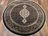 Indian Rug Hand Knotted Oriental Rug Fine Tabriz with Silk 3'0x3'0