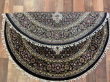 Indian Rug Hand Knotted Oriental Rug Fine Tabriz with Silk 3'0x3'0