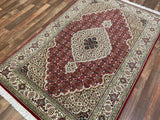 Indian Rug Hand Knotted Oriental Rug Fine Tabriz with Silk 4'1x6'2