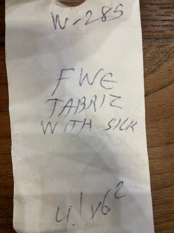 Indian Rug Hand Knotted Oriental Rug Fine Tabriz with Silk 4'1x6'2