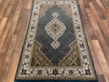 Indian Rug Hand Knotted Oriental Rug Fine Tabriz with Silk 5'3x3'0