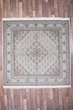 Indian Rug Hand Knotted Oriental Rug Fine Tabriz with Silk 6'3x6'3