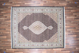 Indian Rug Hand Knotted Oriental Rug Fine Tabriz with Silk 8'0x10'0