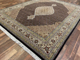 Indian Rug Hand Knotted Oriental Rug Fine Tabriz with Silk 8'0x10'0