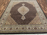 Indian Rug Hand Knotted Oriental Rug Fine Tabriz with Silk 8'0x10'0