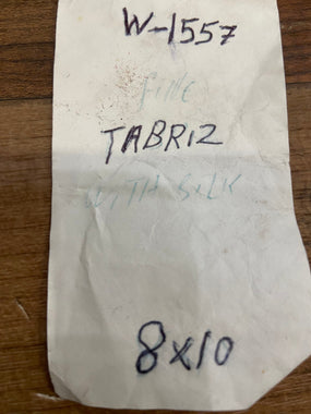 Indian Rug Hand Knotted Oriental Rug Fine Tabriz with Silk 8'0x10'0