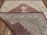 Indian Rug Hand Knotted Oriental Rug Fine Tabriz with Silk 9'0x12'0