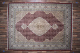 Indian Rug Hand Knotted Oriental Rug Fine Tabriz with Silk 9'0x12'0