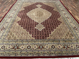 Indian Rug Hand Knotted Oriental Rug Fine Tabriz with Silk 9'0x12'0