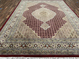 Indian Rug Hand Knotted Oriental Rug Fine Tabriz with Silk 9'0x12'0