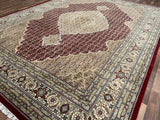 Indian Rug Hand Knotted Oriental Rug Fine Tabriz with Silk 9'0x12'0