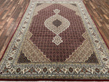 Indian Rug Hand Knotted Oriental Rug Fine Tabriz with Silk 9'10x6'8