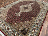 Indian Rug Hand Knotted Oriental Rug Fine Tabriz with Silk 9'10x6'8