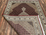 Indian Rug Hand Knotted Oriental Rug Fine Tabriz with Silk 9'10x6'8