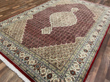 Indian Rug Hand Knotted Oriental Rug Fine Tabriz with Silk 9'8x6'6