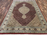 Indian Rug Hand Knotted Oriental Rug Fine Tabriz with Silk 9'8x6'6