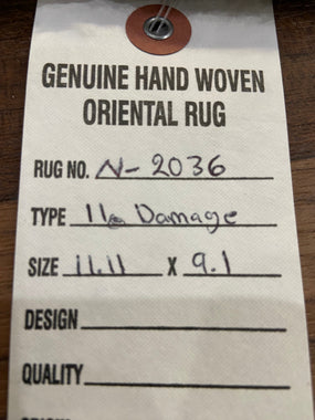 Indian Rug Hand Knotted Oriental Rug Kashan 11'11x9'1