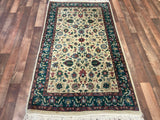 Indian Rug Hand Knotted Oriental Rug Kashan 3'1x5'2