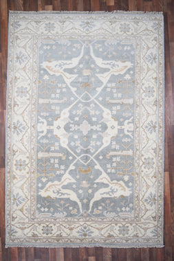Indian Rug Hand Knotted Oriental Rug Oushak 6'2x9'0