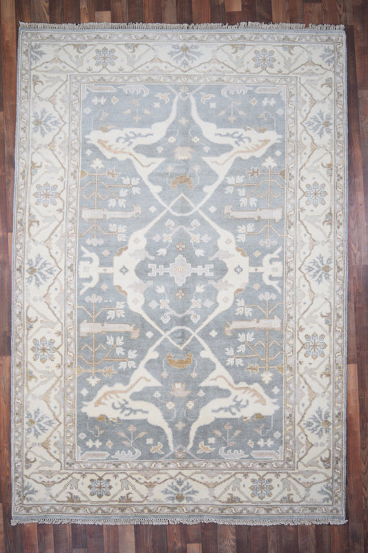 Indian Rug Hand Knotted Oriental Rug Oushak 6'2x9'0