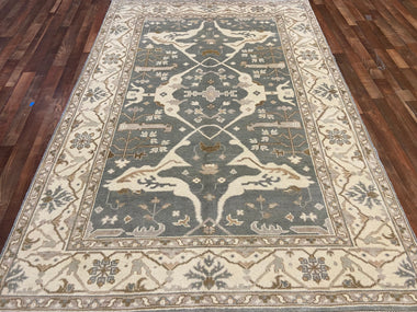 Indian Rug Hand Knotted Oriental Rug Oushak 6'2x9'0