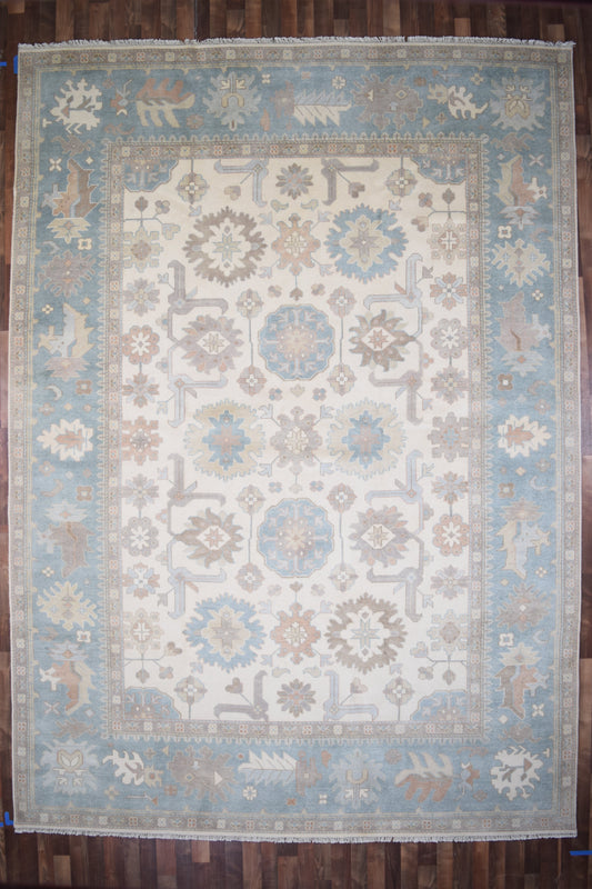 Indian Rug Hand Knotted Oriental Rug Oushak - Origin 109 13'8x9'9