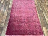 Indian Rug Hand Knotted Oriental Rug Over Dye 3'2x4'10