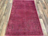 Indian Rug Hand Knotted Oriental Rug Over Dye 3'2x4'10