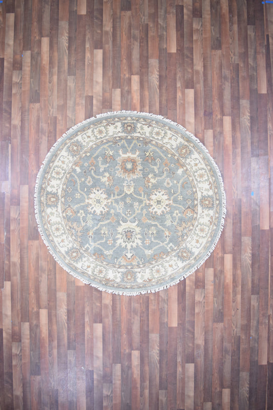 Indian Rug Hand Knotted Oriental Rug Round Oushak 5'11x5'9