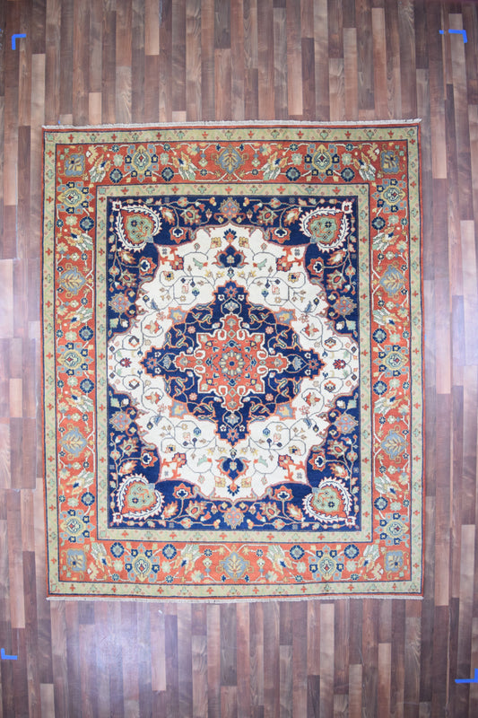 Indian Rug Hand Knotted Oriental Rug Serapi 7'11x9'10