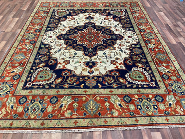 Indian Rug Hand Knotted Oriental Rug Serapi 7'11x9'10