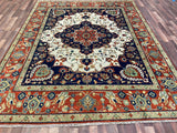 Indian Rug Hand Knotted Oriental Rug Serapi 7'11x9'10