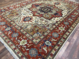 Indian Rug Hand Knotted Oriental Rug Very Fine Serapi 9'10x13'11