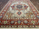 Indian Rug Hand Knotted Oriental Rug Very Fine Serapi 9'10x13'11