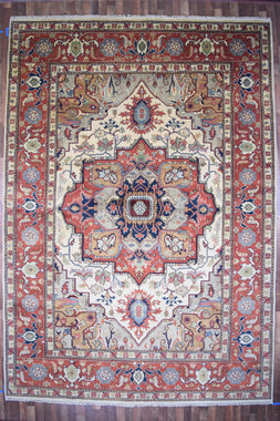 Indian Rug Hand Knotted Oriental Rug Very Fine Serapi 9'10x13'11